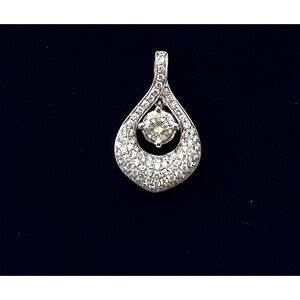 18 karat white gold diamond halo pendant center is natural .45ct and halo .75ctw